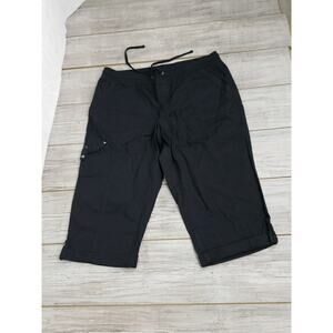 Avenue by City Chic Ladies Black Cargo Style Pant Elastic Waist Cotton SZ 18